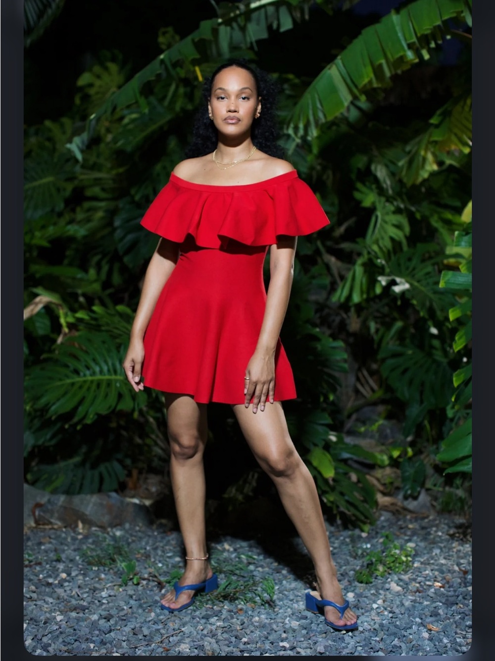 Valentino Red Off-Shoulder Ruffle Mini Dress NWT